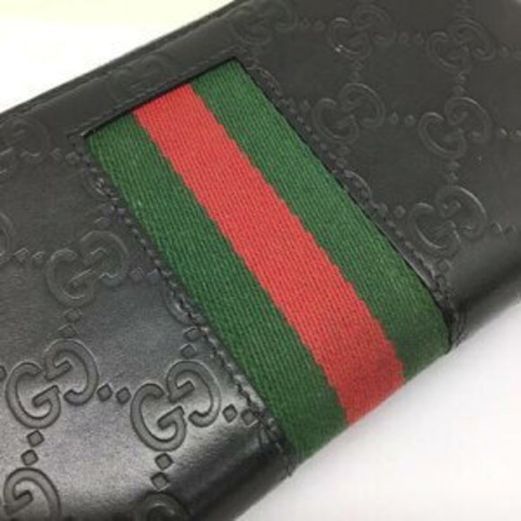 Gucci Leather Wallet GG Black Zip Long - Picture 3 of 7